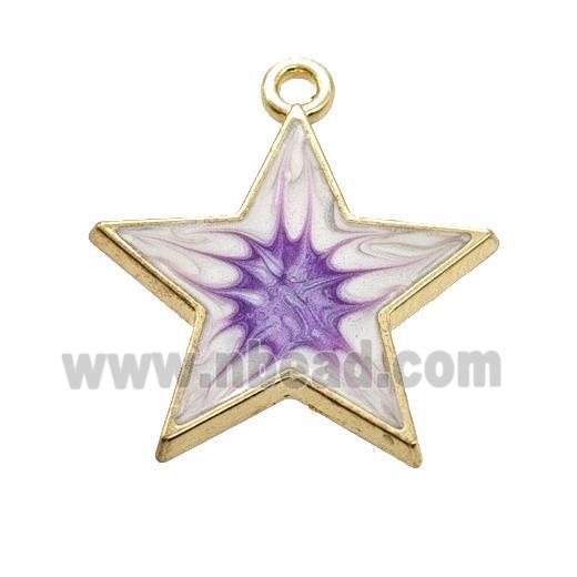 Copper Star Pendant Purple Painted Gold Plated