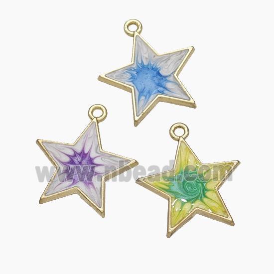 Copper Star Pendant Painted Gold Plated Mixed