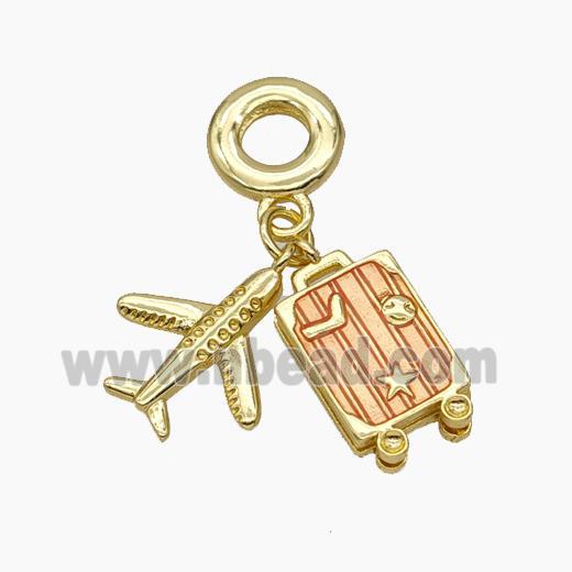 Copper Airplane Star Sky Pendant Painted Gold Plated