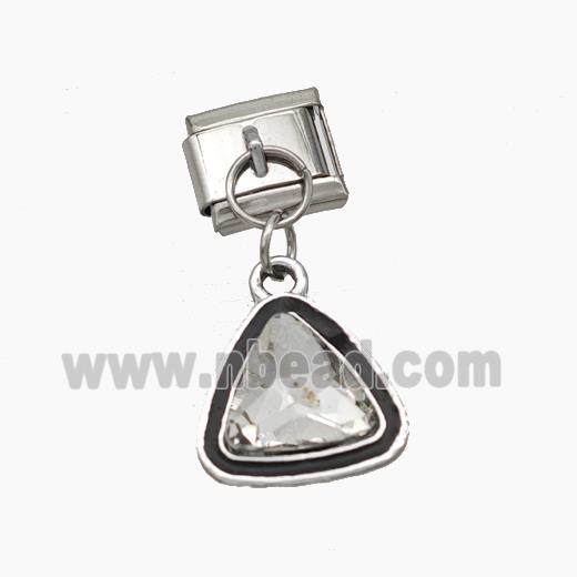 Raw Stainless Steel Element For Module Bracelet With Copper Triangle Pendant Pave Crystal Platinum 