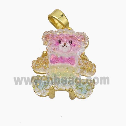 Acrylic Bear Pendant Gold Plated