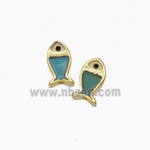 Copper Fish Beads Enamel Gold Plated