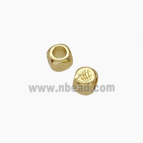 Copper Cube Beads Large Hole Gold Plated