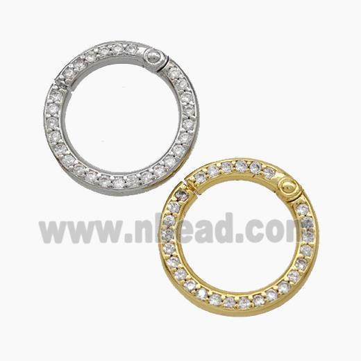 Copper Carabiner Clasp Micropave Zirconia Circle Mixed