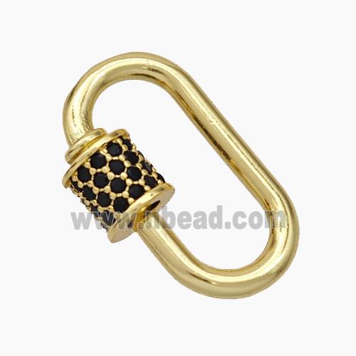 Copper Carabiner Clasp Micropave Zirconia Gold Plated