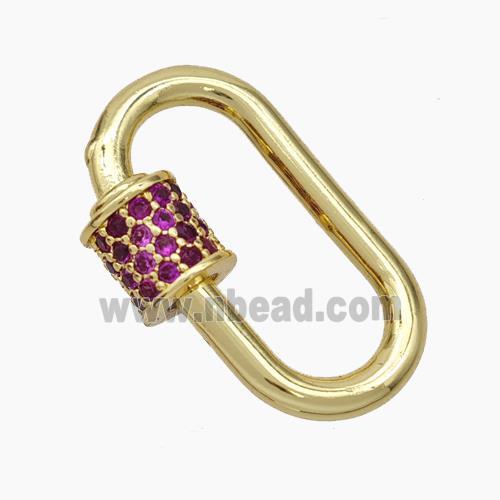 Copper Carabiner Clasp Micropave Zirconia Gold Plated