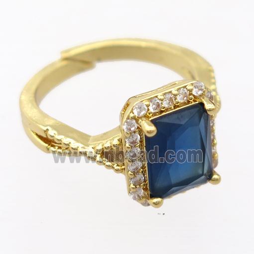 copper Rings pave zircon, resizable, gold plated