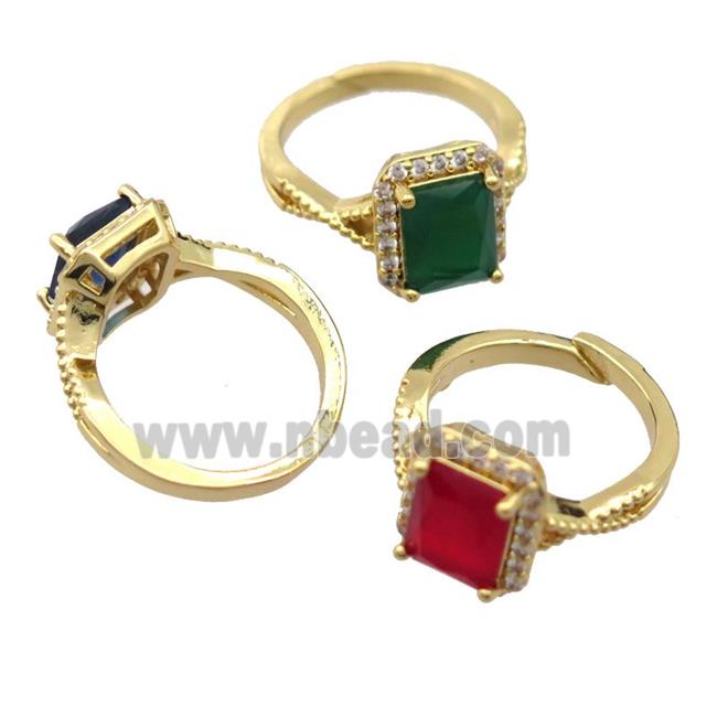 copper Rings pave zircon, resizable, mixed, gold plated