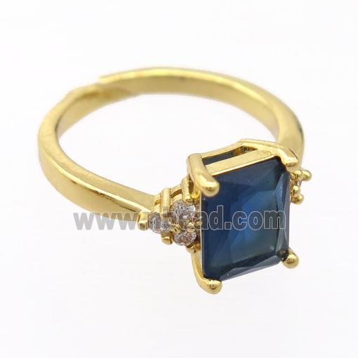 copper Rings pave zircon, resizable, gold plated