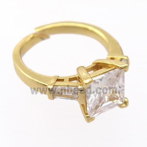 copper Rings pave zircon, resizable, gold plated