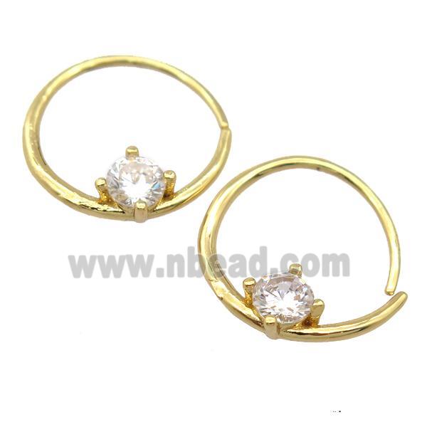 copper Hoop Earrings pave zircon, gold plated