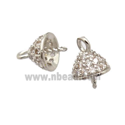 copper bail pave zircon, platinum plated