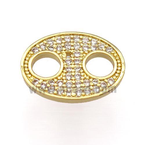 copper connector pave zircon, gold plated