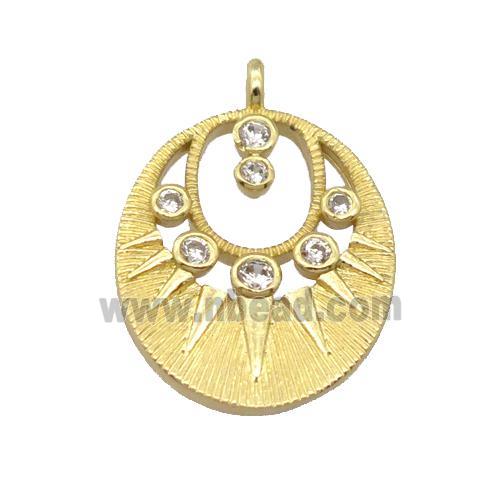 copper pendant pave zircon, gold plated