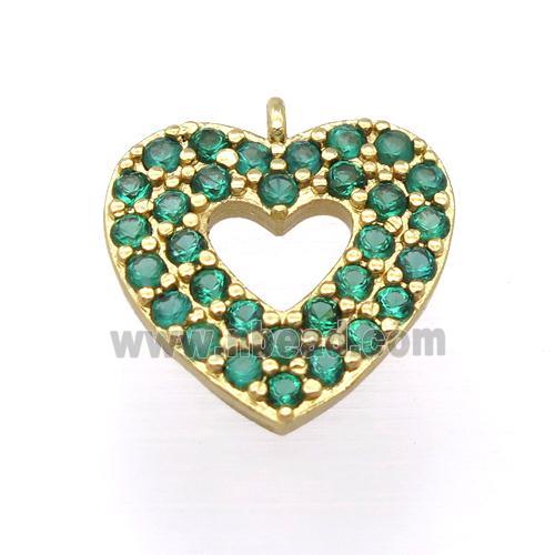 copper heart pendant pave zircon, gold plated