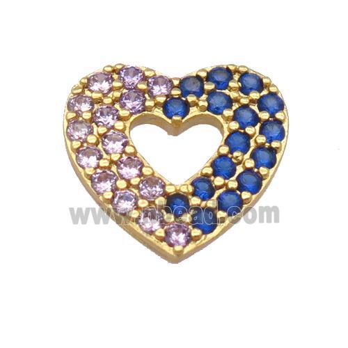 copper heart pendant pave zircon, gold plated