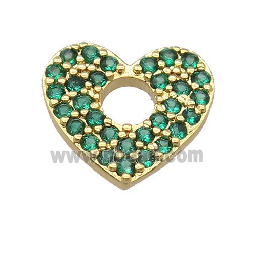 copper heart pendant pave zircon, gold plated