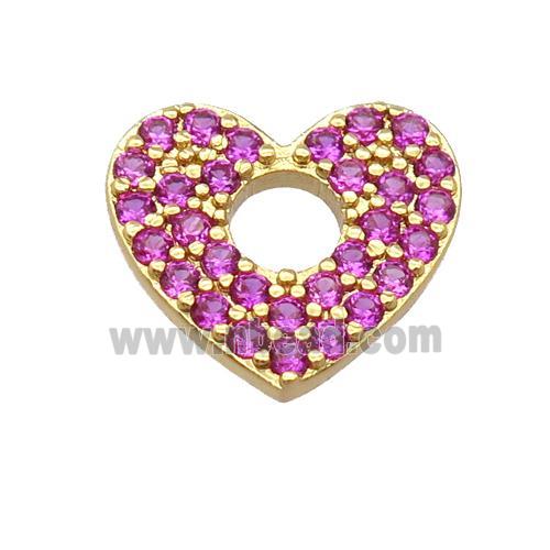 copper heart pendant pave zircon, gold plated