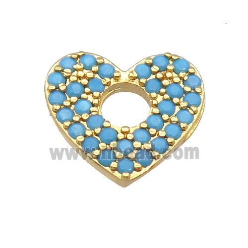 copper heart pendant pave zircon, gold plated