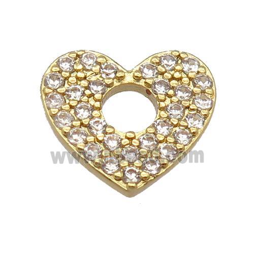 copper heart pendant pave zircon, gold plated