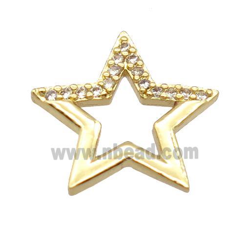 copper star pendant pave zircon, gold plated