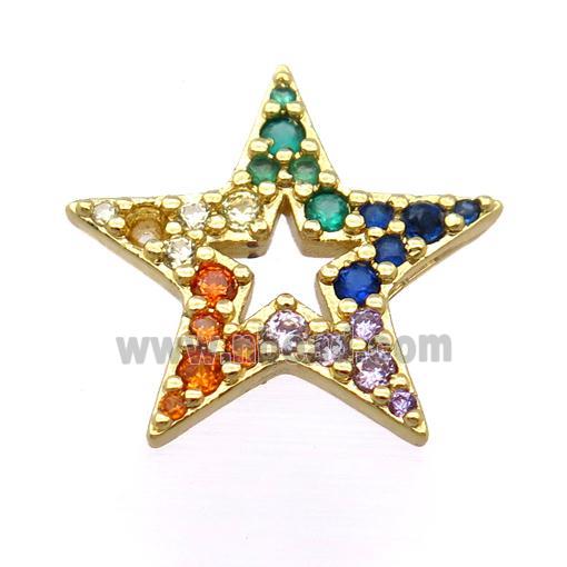 copper star pendant pave zircon, gold plated