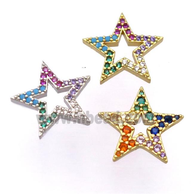 copper star pendant pave zircon, mixed