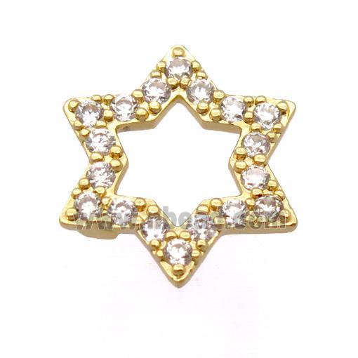 copper david star pendant pave zircon, gold plated