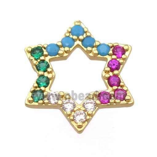 copper david star pendant pave zircon, gold plated