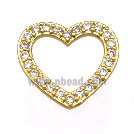 copper heart pendant pave zircon, gold plated