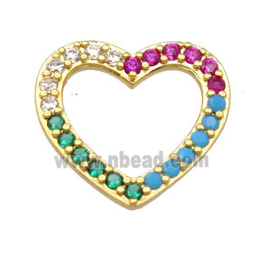 copper heart pendant pave zircon, gold plated