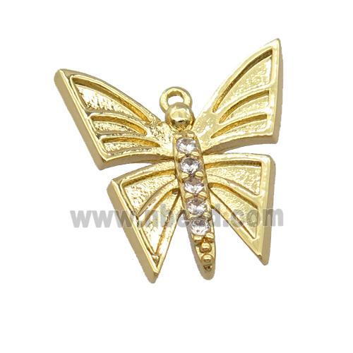 copper butterfly pendant pave zircon, gold plated