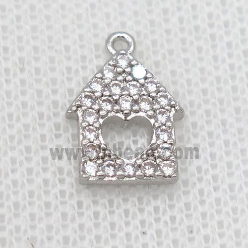 copper house pendant pave zircon, platinum plated