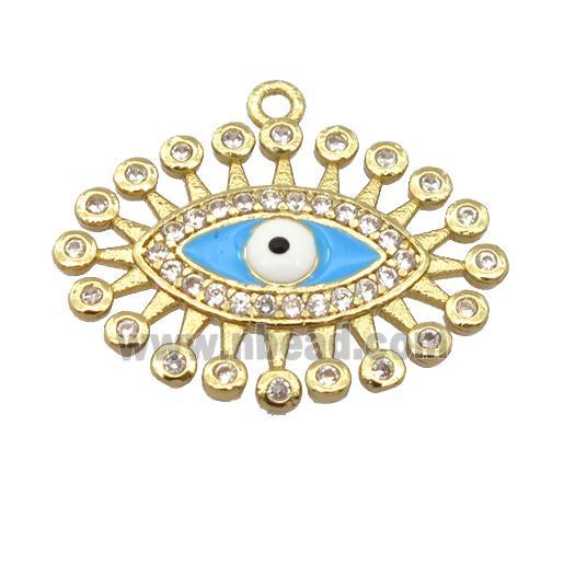 copper pendant pave zircon, evil eye, gold plated