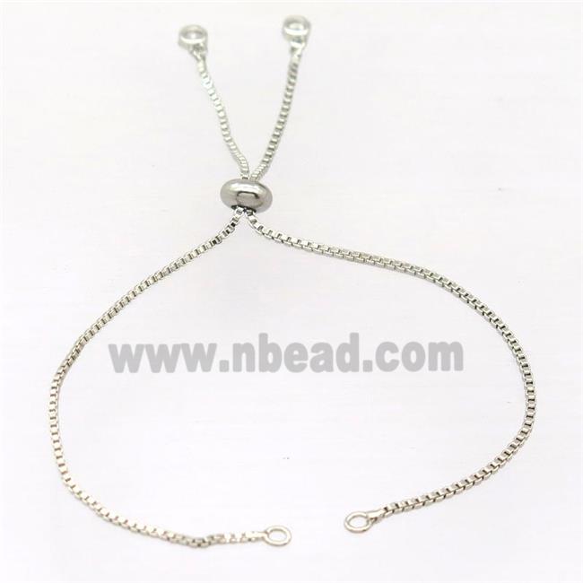 copper bracelet chain with zircon, closed orings, platinum plated