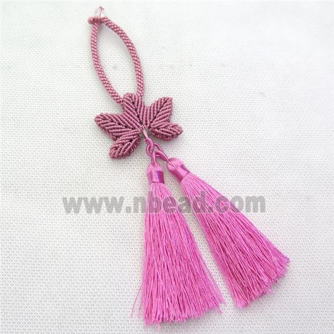 Nylon wire tassel pendants, hotpink