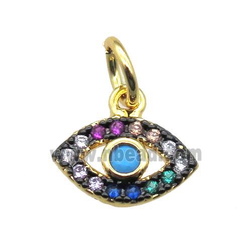 copper eye pendant paved zircon, gold plated