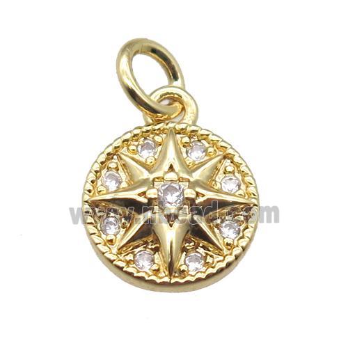 copper Compass pendant, gold plated