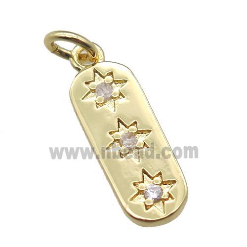 copper northstar pendant paved zircon, gold plated