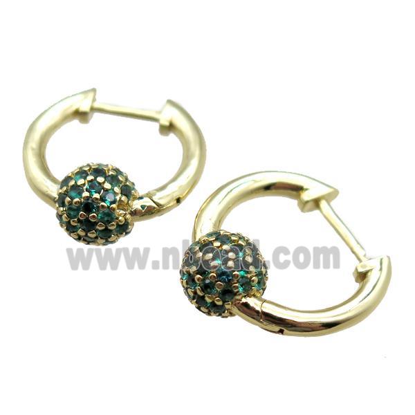 copper Latchback Earrings paved zircon, gold plated