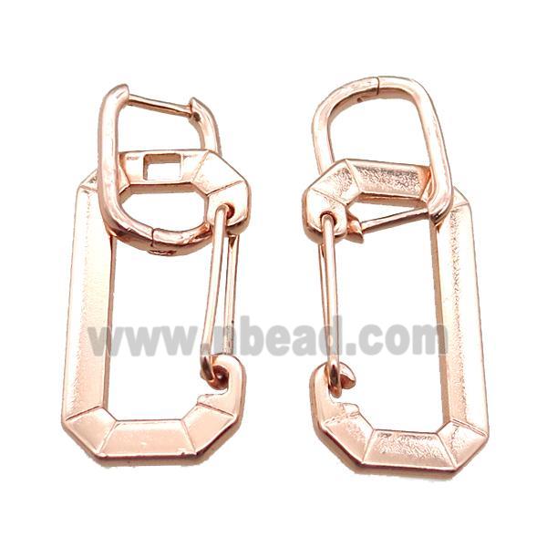 copper Latchback Earrings, rose gold