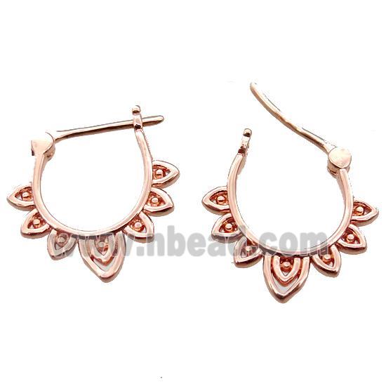 copper Latchback Earrings, rose gold