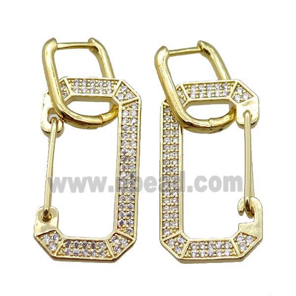 copper Latchback Earrings pave zircon, gold plated