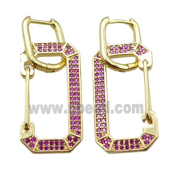 copper Latchback Earrings pave zircon, gold plated