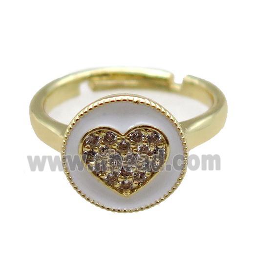 copper Ring pave zircon, enameling, gold plated