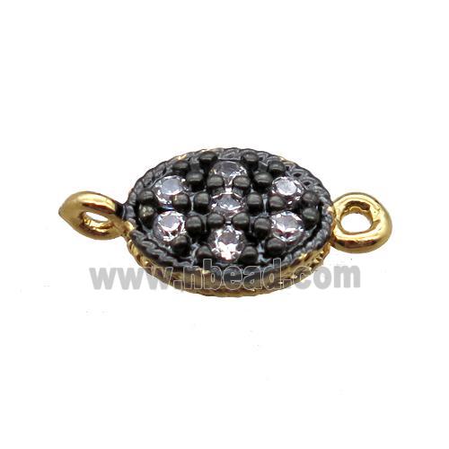 copper oval connector paved zircon, gold plated