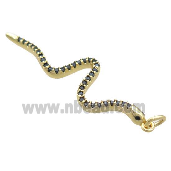 copper snake pendant paved zircon, gold plated