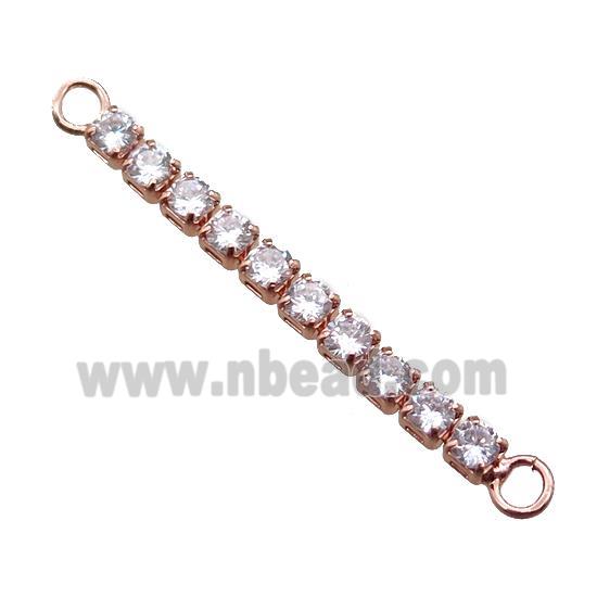 copper stick connector paved zircon, rose gold