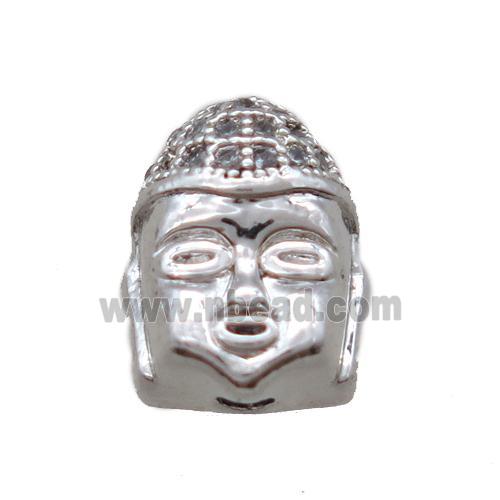 copper buddha beads pave zircon, platinum plated