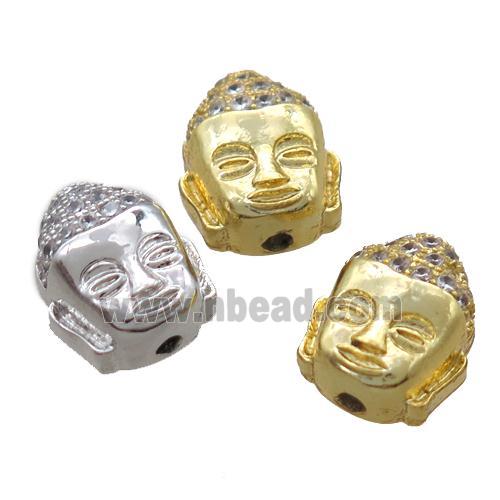 copper buddha beads pave zircon, mixed